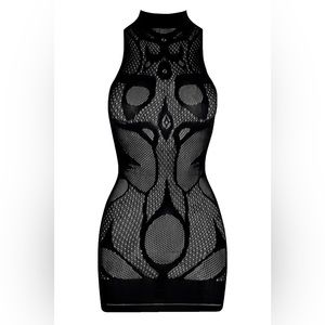 LEAU CLOTHING KOS STRETCH KNIT MINI DRESS - BLACK | size OS